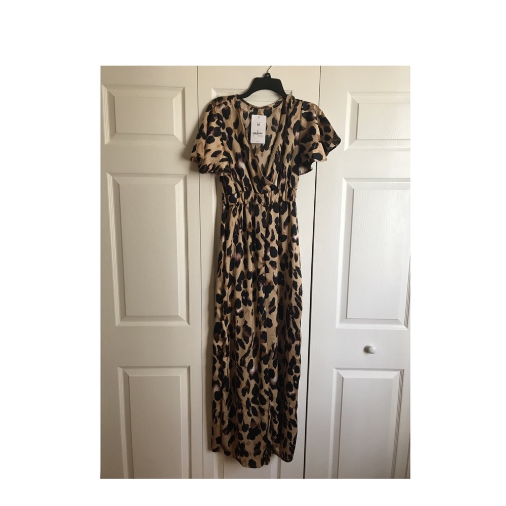 Leopard silk short sleeve jumper